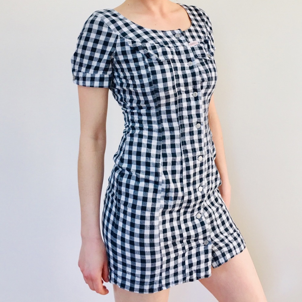 GUESS gingham button down dress